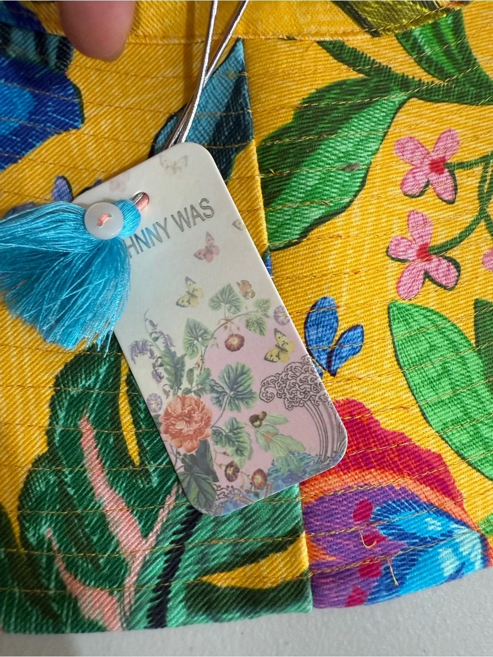 Johnny Was Yellow Floral Sun Hat with Multicolor Blossoms